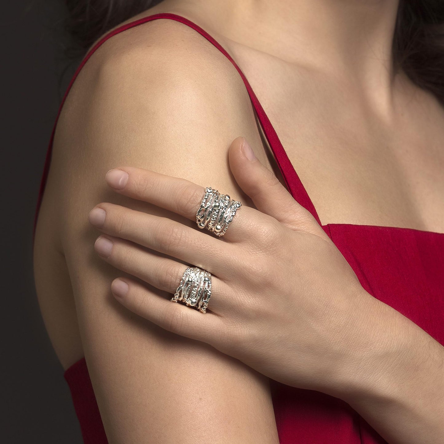 Chunky Organic Wrap Ring | Handcrafted 925 Silver & 14K Gold Plated