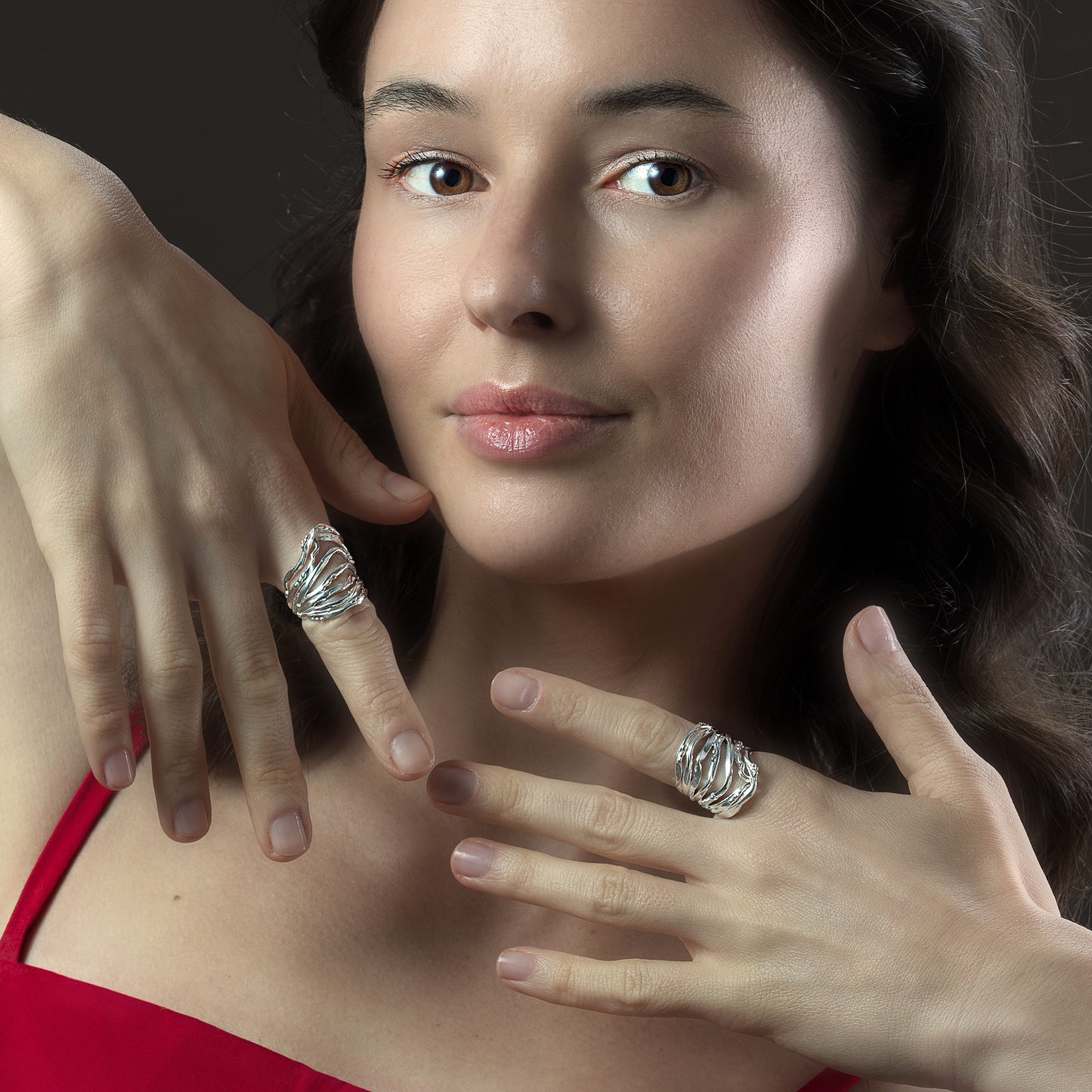 Handcrafted Sculptural Wave Ring in silver - Luxury Statement Jewelry925