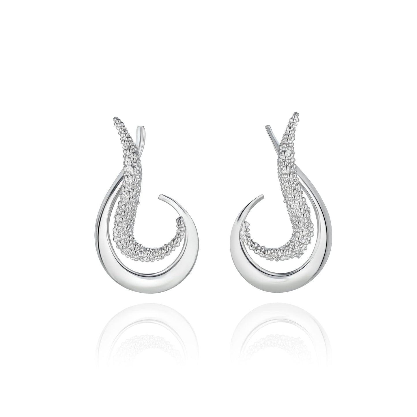 Chunky Sculptural Wave Earrings - Handcrafted 925 Silver Statement Piece