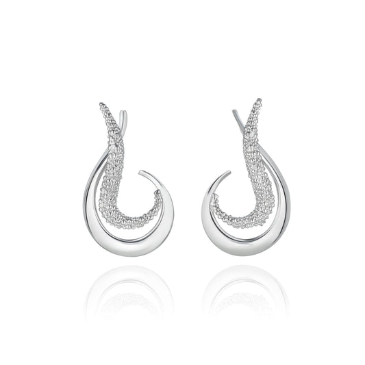 Chunky Sculptural Wave Earrings - Handcrafted 925 Silver Statement Piece