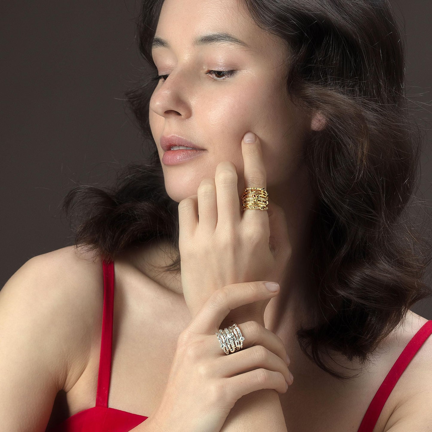 Chunky Organic Wrap Ring | Handcrafted 925 Silver & 14K Gold Plated