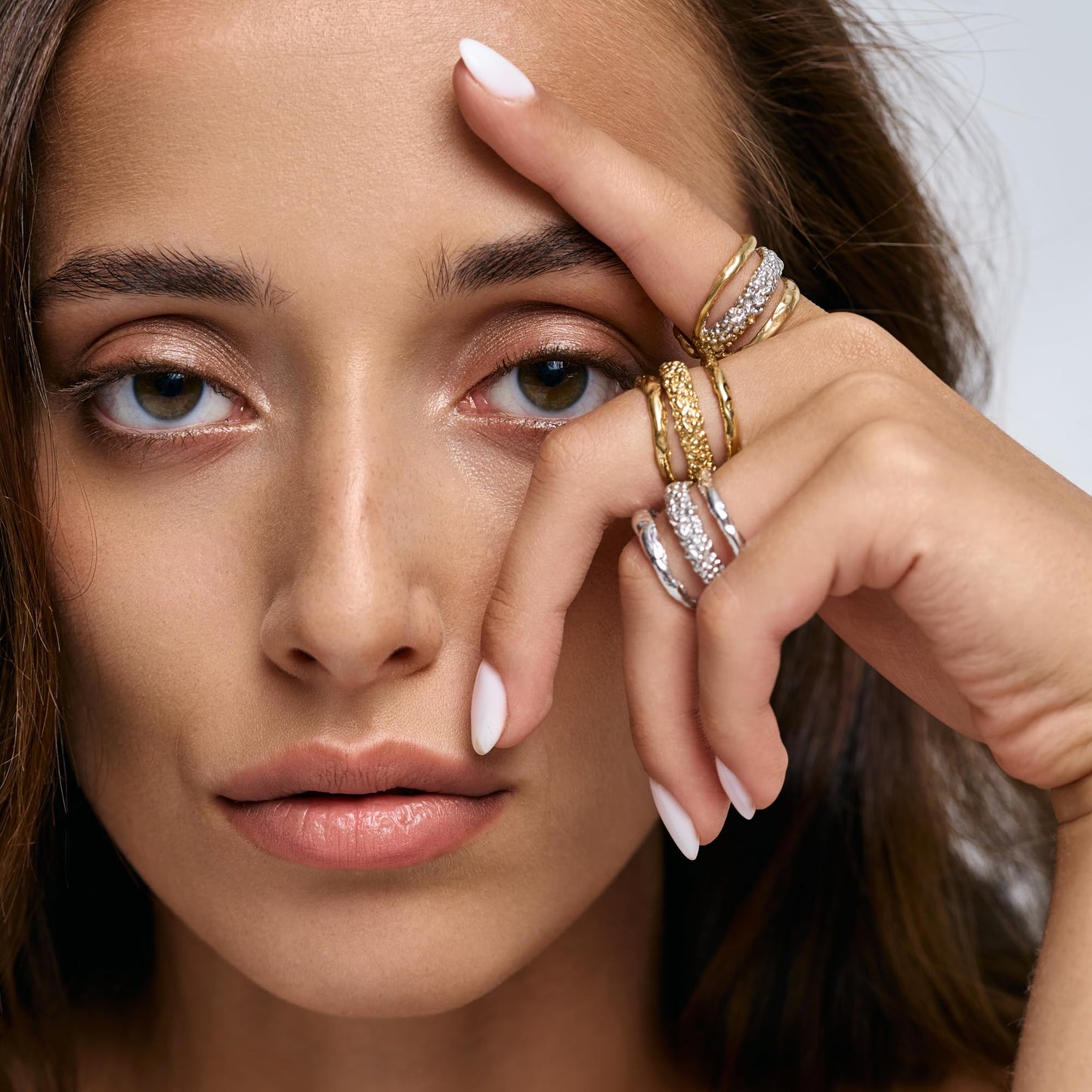 Handcrafted Triple Row Melt Ring - 925 Silver & Gold Vermeil