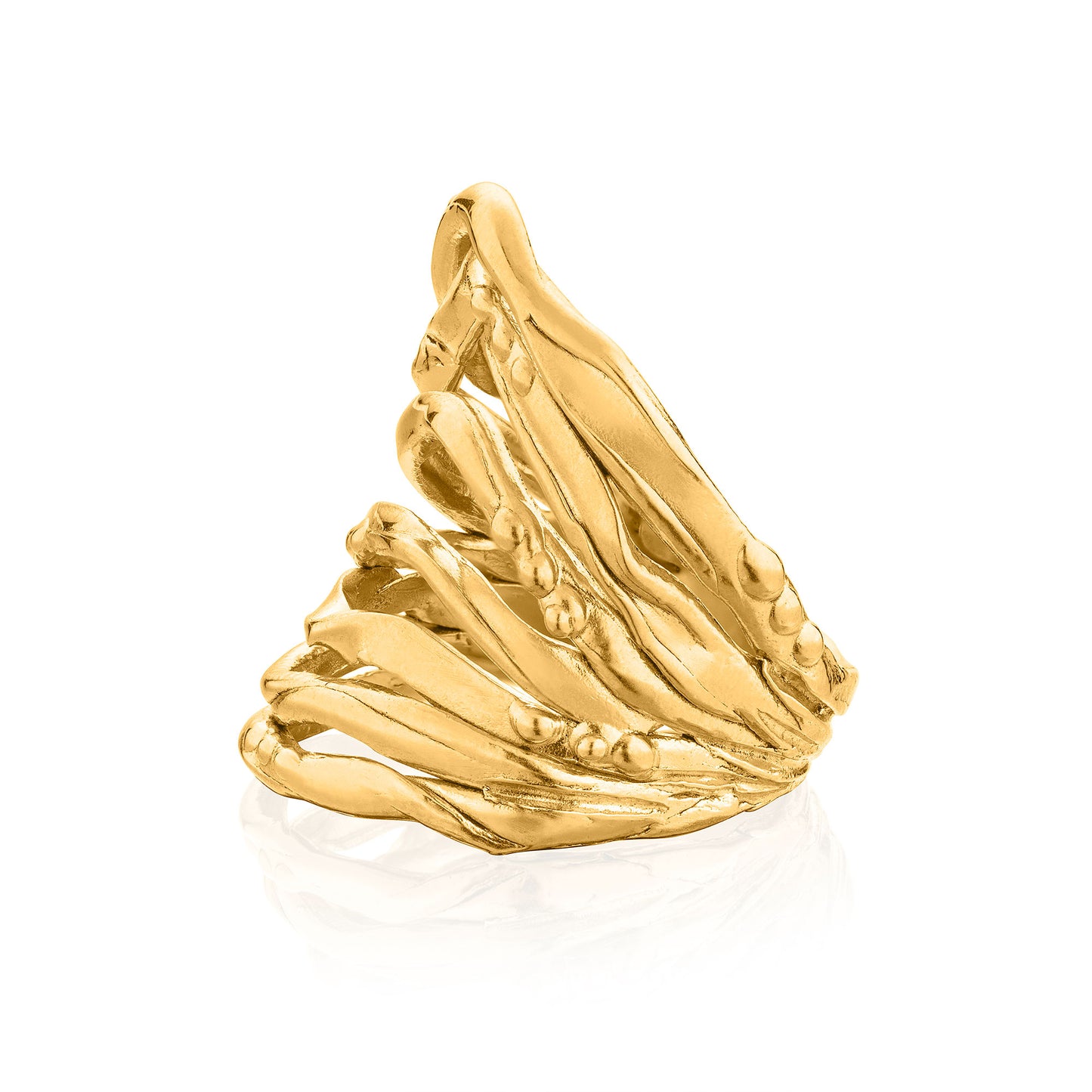 Detailed view of the Organic Wave Statement Ring by Rawan Kanan, handcrafted in 925 Sterling Silver