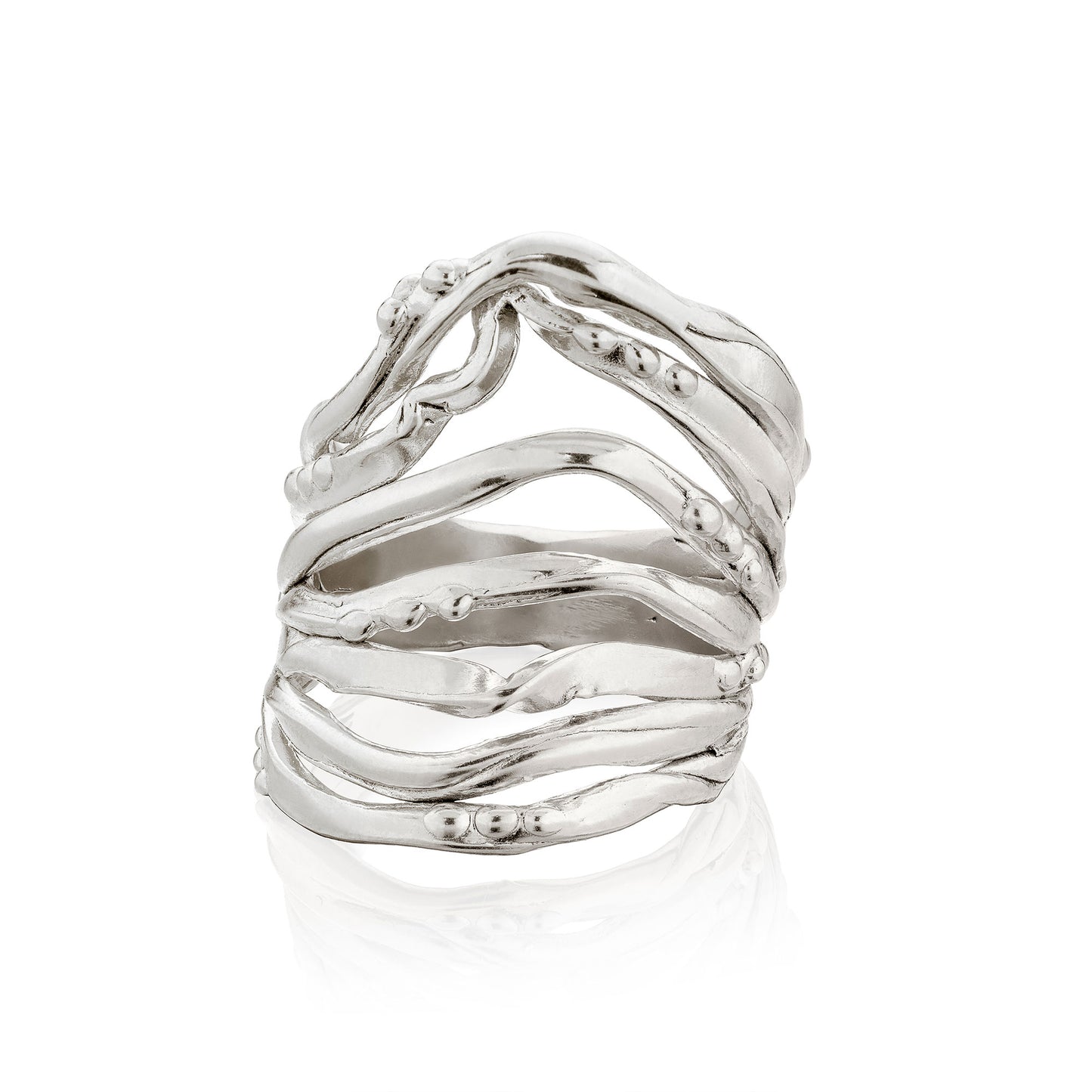 
Artistic Wave Ring in Sterling Silver 925 by Rawan Kanan - Hand-textured sculptural band