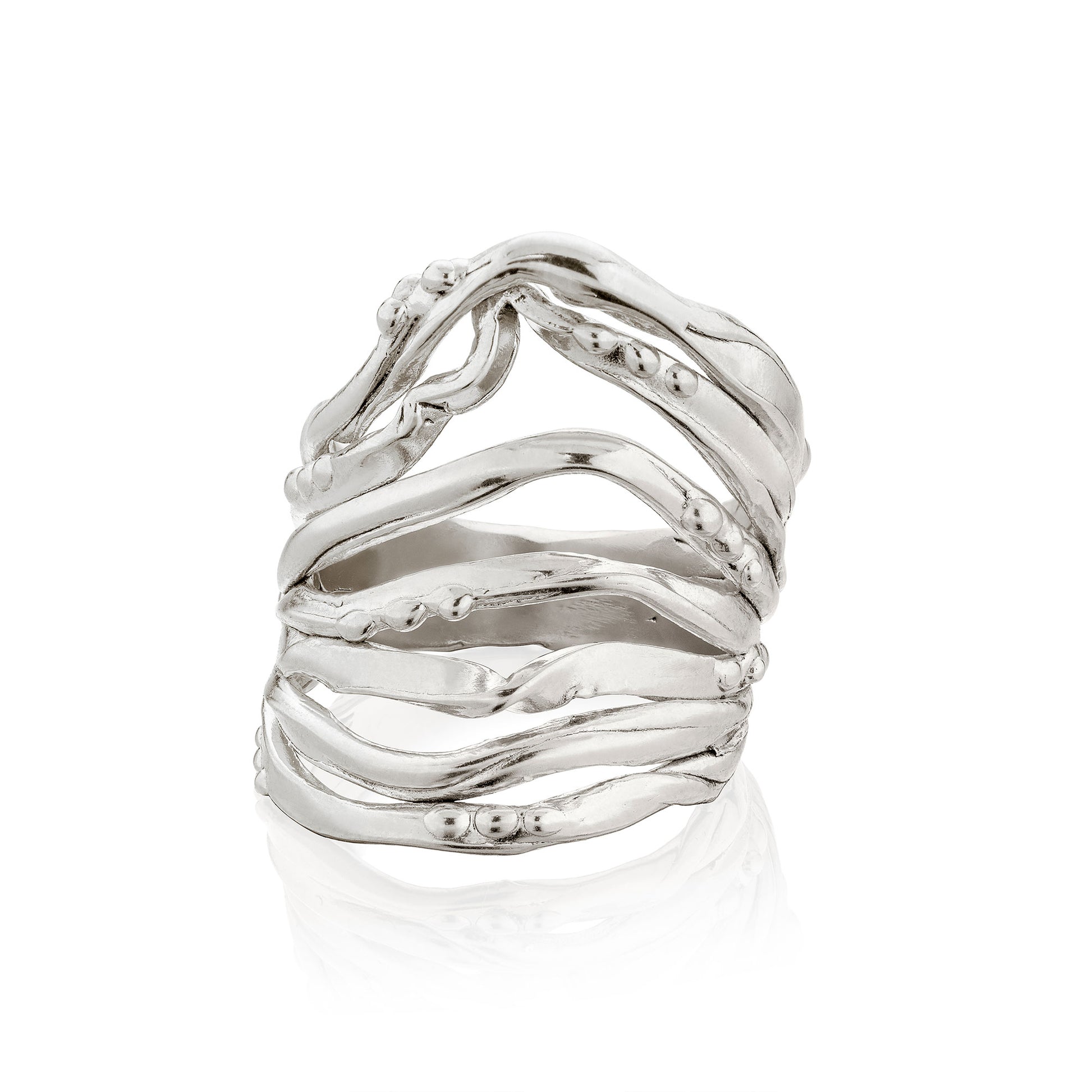 
Artistic Wave Ring in Sterling Silver 925 by Rawan Kanan - Hand-textured sculptural band